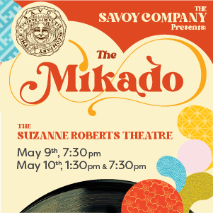 Yellow background with The Mikado by the Savoy Company